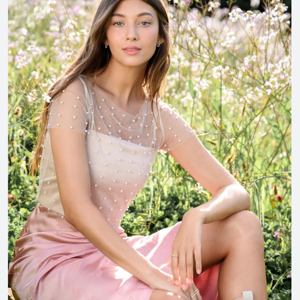 Privy Pearl Sheer Mesh Top